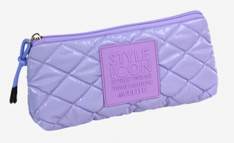Пенал-косметичка Style Icon 21x10x4 см, стеганная плащевка сиреневый 7026519