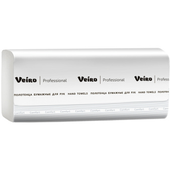 Хоз Полотенца бумажные Veiro Professional "Comfort"(V-сл), 2-сл, 200л/пач, 21*21, белые 220148
