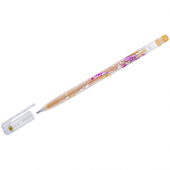 Ручка гелевая CROWN "Glitter Metal Jell" 1.0мм, золото с блестками Корея, MTJ-500GLS(D)