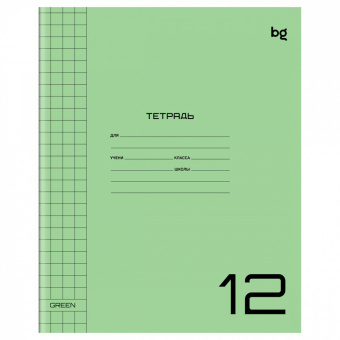 Тетрадь 12л, А5, блок офсет, пластик. обложка, КРУПНАЯ клетка, BG "UniTone. Green" Т5ск12_пл 57703