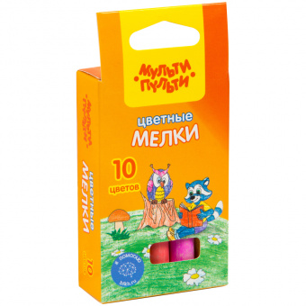 Мел школьный цветной, набор 10 шт., круглый, Мульти-Пульти, СС_16654