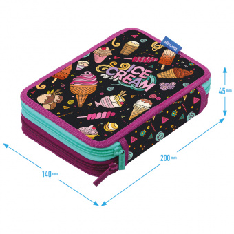 Пенал 2 отделения Berlingo "Ice-cream", 200*140*45 мм, полиэстер 06332
