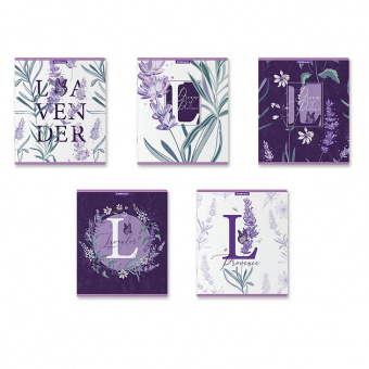 Тетрадь 48л, А5+, блок офсет, картон. обложка, Lavender, клетка ,58277