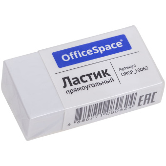 Ластик OfficeSpace, из термопластичной резины, белый, в бум. футляре, BLc_10062