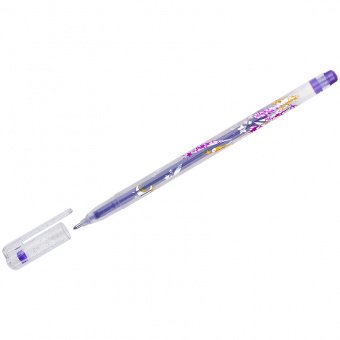 Ручка гелевая CROWN "Glitter Metal Jell" 1.0мм, фиолетовая с блестками Корея, MTJ-500GLS(D)