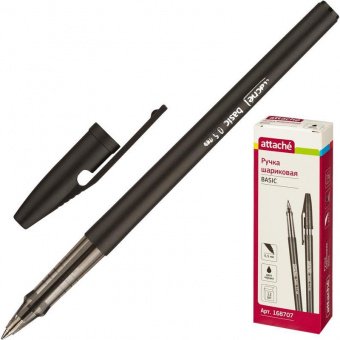 Ручка шариковая ATTACHE Basic, черная, маслянные чернила, 0,5мм, 168707