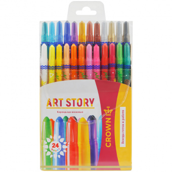 Карандаши восковые Crown "ArtStory", 24цв., выкручивающийся стержень, ТР-2400