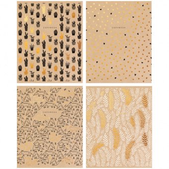 Тетрадь 48л, А5, блок офсет, обл. мел картон, Kraft pattern, клетка, ассорти, 276147/22282