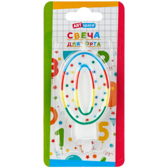 Свеча для торта с держателем ArtSpace "Цифра 0" 8,5 см блистер 26601