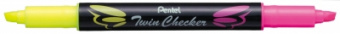 Маркер выделитель текста Pentel Twin Cheker 1-3.5 мм желт/розовый SLW8