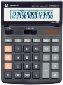 Калькулятор 16 разрядов LAMARK DRT526-BK, двойное питание, 156*207*32мм, настольный. черный