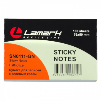 Бумага для заметок LAMARK, 50 х 76мм, зеленая, 100л, SN1111-GN