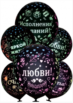 Воздушный шар, диаметр до 30см (12"), 100% латекс, Пожелания 1шт (50 шт/уп) 1121