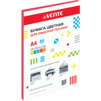 Бумага  Цветная А4, красная интенсив deVENTE, 80 гр, 100л, 2072929/2072409