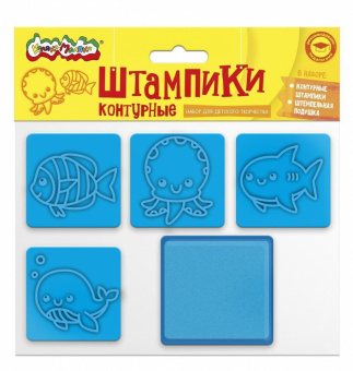 Штампики контурные Каляка-Маляка МОРСКИЕ ЖИВОТНЫЕ 4 шт с чернилами 3+