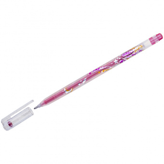 Ручка гелевая CROWN "Glitter Metal Jell" 1.0мм, красная с блестками Корея, MTJ-500GLS(D)