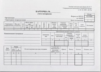 Бух бланки Карточка учета материалов М17  А5,1 уп (50 экз.) в пленке 
