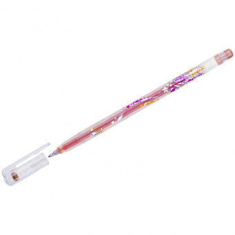 Ручка гелевая CROWN "Glitter Metal Jell" 1.0мм, оранжевая с блестками Корея, MTJ-500GLS(D)