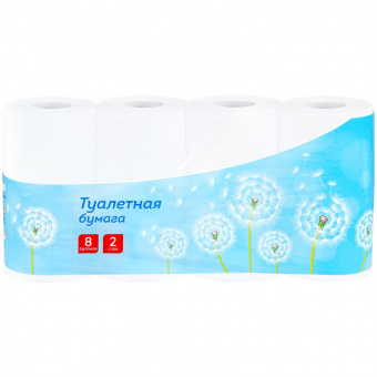 Хоз Туалетная бумага OfficeClean Белая, 2-х сл., 8шт по 28,5м/325789