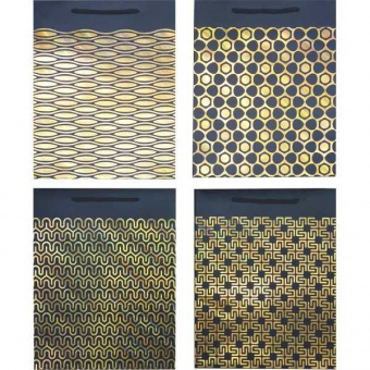 Пакет подарочный, 26х32х10 см, Black & Gold ,4 дизайна, 9041410