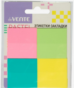 Блок-кубик , 38х38, 4цв.х20л., пластиковые полупрозрачные ,пастель, 2011337