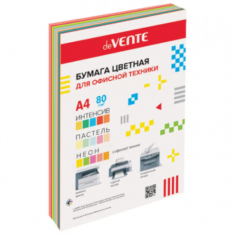 Бумага  Цветная А4, 15 цветов по 4 листов deVENTE, 75/80 гр, 60л, 2072424