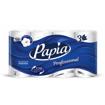 Хоз Туалетная бумага Papia Professional , 3-х сл., 8шт. 5060404